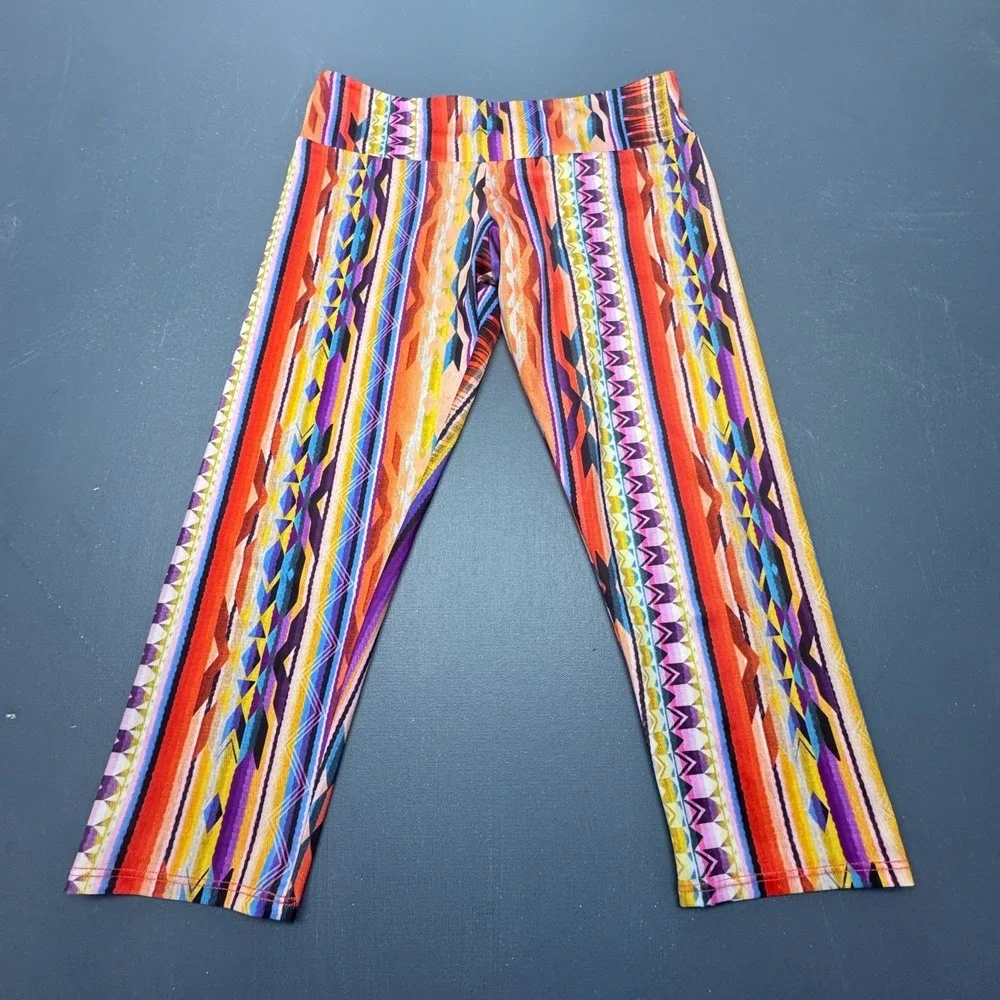 Onzie Girls Size M/L Capri Leggings Multicolor Tribal Aztec Print Yoga Athletic
